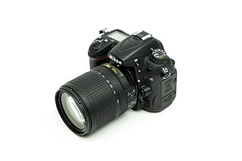 Černá, nikon dslr fotoaparát, Fotoaparát, dslr, objektiv, podlaha, bílý, nikon, blikat, technologie, moderní