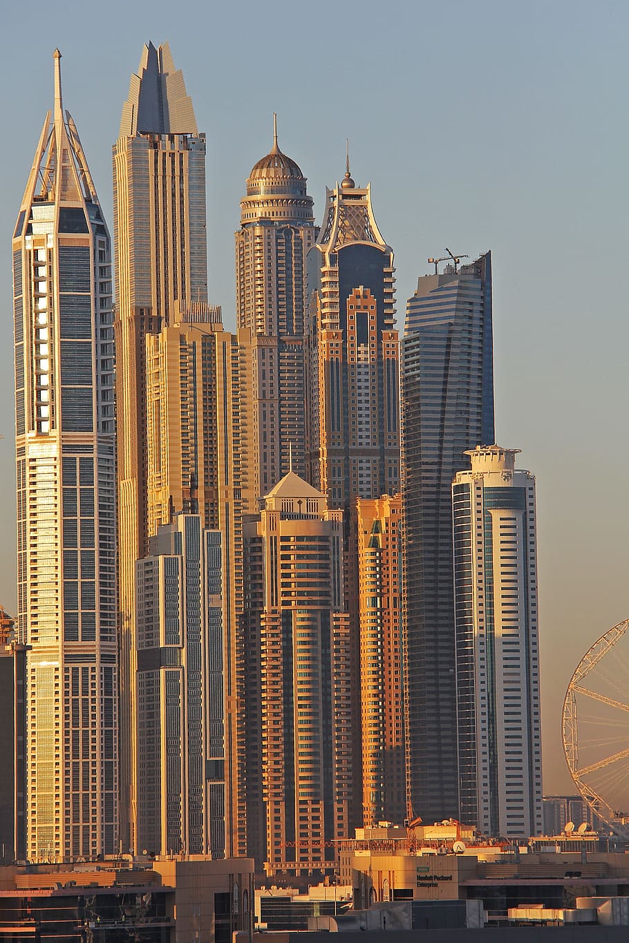 Dubaj, Krásná, město, architektura, mrakodrap, budova, panoráma města, podnikání, moderní, panoráma, věž