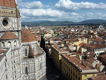 cupola, di, Firenze, Italia, vacanza, panorama, paesaggio, vista, case, montagne, Chiesa