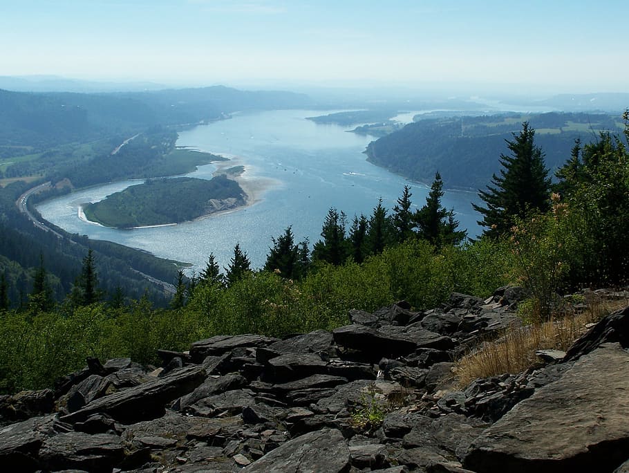 river, columbia gorge, gorge, scenic, nature, mountain, forest, landscape, scenics, outdoors, summer
