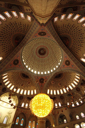 cami, light, chandelier, lighting, bulb, night, islam, the minarets, religion, city ​​center, background