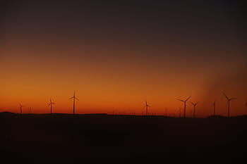 wind turbines, sunset, landscape, dark, night, windmill, energy, wind, alternative energy, wind turbine, wind power