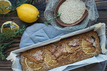 gâteau au citron, citron, gâteau, pain, dessert, Pâtisserie, sucré, vue de dessus, bois, aliments, fraîcheur