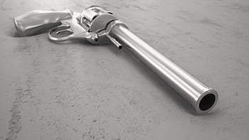 silver revolver, top, gray, surface, gun, hand gun, weapon, pistol, dangerous, shoot