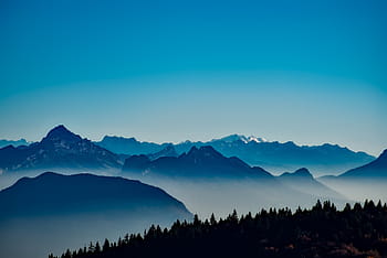 montagna nera, Francia, montagne, nebbia, Alba, foresta, alberi, boschi, sagome, mattina, paesaggio