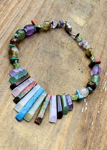 perline, collana pendente al quarzo, tavola, Unakite, ametista, turchese, quarzo, quarzo rosa, avventurina, tormalina, occhio di tigre