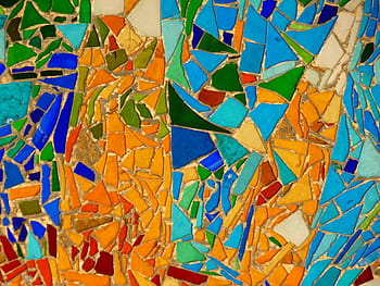 multicolored abstract painting, park güell, gaudí, mosaic, barcelona