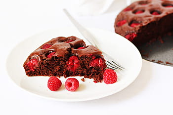 raspberry chocolate cake, Raspberry, Chocolate Cake, cake, dessert, raspberries, sweet, white background, food, chocolate, sweet Food