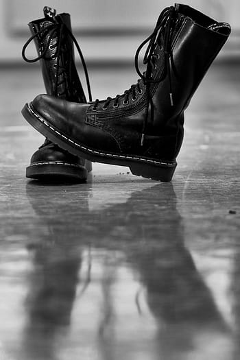 pár, fekete, doc martens harci csizma, szürke, felület, csizma, cipő, dr, Martens, tervezés, stílus