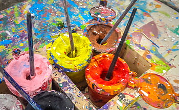 dipingere, secchio, creativo, spazzola, pittore, colore, pittura, arte, laboratorio, acquerello, tavolozza