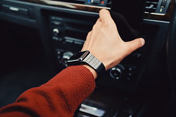 black smartwatch, person, wearing, black, space, aluminum, case, apple, watch, sports, band