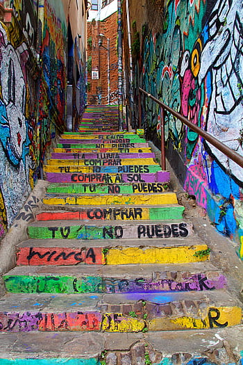 chile, valparaiso, colorful, color, creativity, culture, city, art, stairs, architecture, building