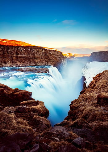 waterfalls wallpaper, Iceland, Tourism, Waterfall, River, mountains, landscape, gully, ravine, nature, outdoors