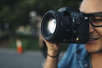 man, using, dslr camera, people, camera, photographer, lens, shutter, iso, aperture, eyeglasses