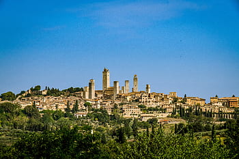 San Gimignano, toscane, Italie, panorama, ville, ciel