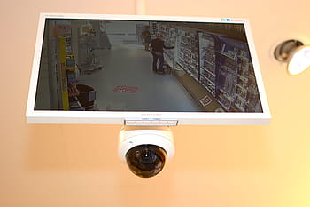 white, samsung, flat, screen cctv, monitor, turned-on screen, camera, monitoring, surveillance camera, security, video surveillance