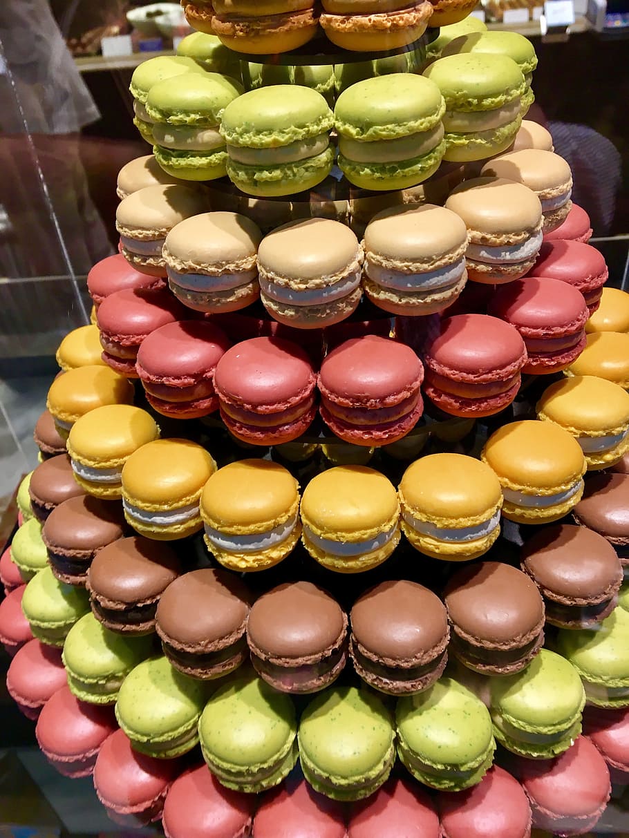 macaron, french, eat, diet, pink, brand, cream layer, biscuits, postcard, nibble, pastel