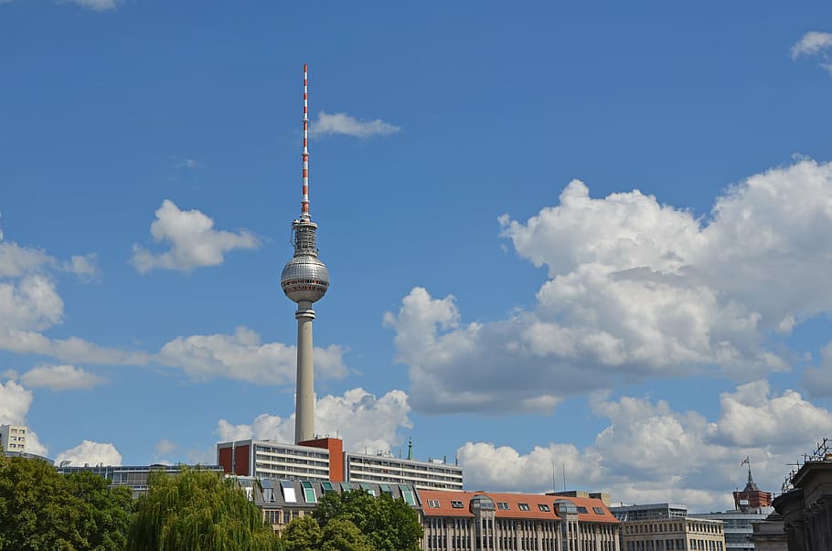 tv tower, berlin, places of interest, alexanderplatz, sky, landmark, capital, alex, germany, blue, television Tower - Berlin