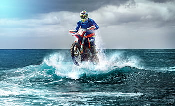 person, ride, motocross dirt bike, body, water, Motocross, Enduro, Wave, Surfers, racing, motocross ride