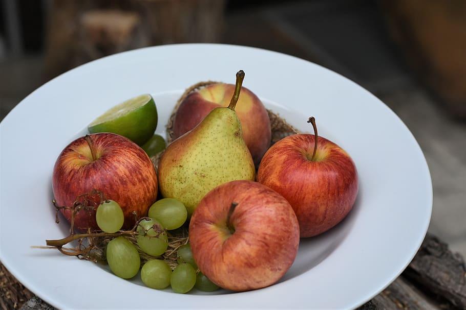 ovoce, jablko, hruška, broskev, hrozny, vitamíny, sklizeň, Lahodné, jídlo, kernobst gewaechs, zdraví