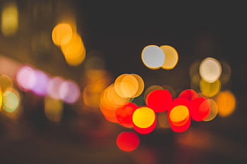 bokeh fotografie, bokeh, fotografie, Červené, růžový, žlutá, světla, noc, barvitý, provoz, svítí