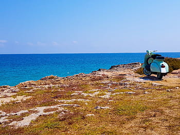 vespa125, Cala λιμάνι κόκκινο, monopoli, piaggio, salesnto, puglia, θάλασσα, τοπίο, γκρεμός, Ιταλία, καλοκαίρι