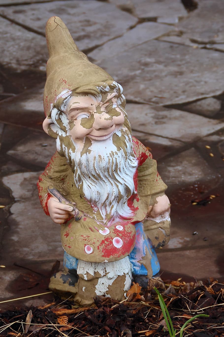 zahradní trpaslík, trpaslík, zlomený, zahradní figurky, postava, tkanina, Gnome, kobold, zub času, propadl, rozchod