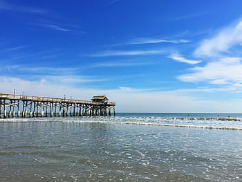 bruin, dok bekijken, blauw, hemel, grijs, dok, lichaam, water, dag, strand, Florida