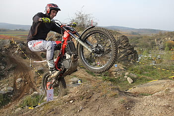 procesu, motocykl, kolo, motoristický sport, skok, soutěž, sport, dvoukolové vozidlo, zkušební kolo, terén