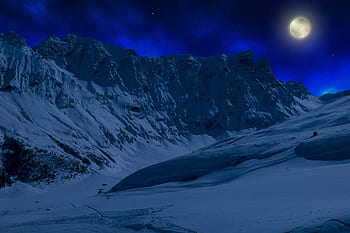 graubünden, switzerland, winter, night, full moon, mood, alpine, mountains, nature, snow, cold