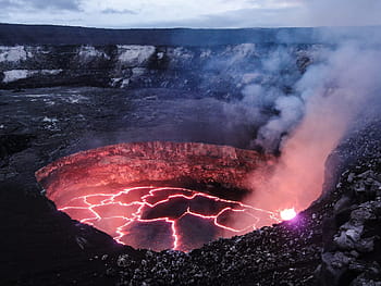 hawaiian volcanoes, national, park, molten, volcano, lava, evening, glowing, heat, geology, red