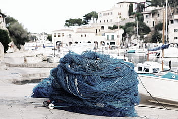 fishing net, rope, harbor, harbour, port, boats, sailing, docks, houses, city, town