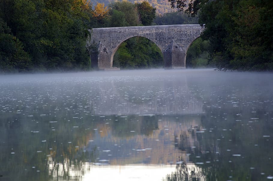 cascade by the sautadet, gard, water, nature, river, bridge - Man Made Structure, tree, reflection, outdoors, landscape