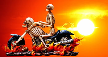 jazda motocyklem czaszki, rowerzysta, szkielet, przerażający, dziwne, dekoracja, straszny, kość, przerażenie, czaszka i Piszczele, czaszka