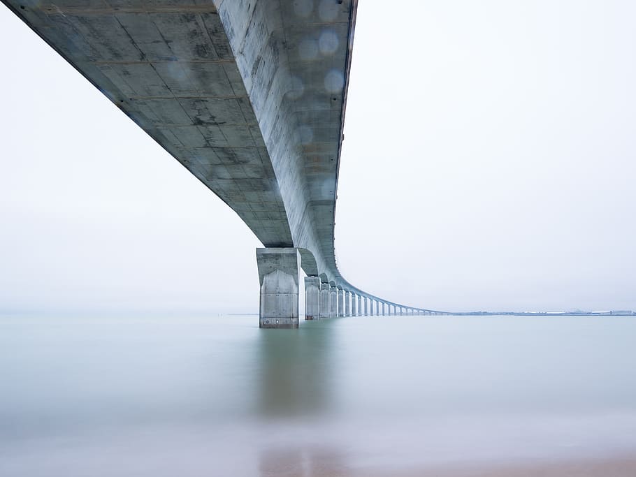 oblouky, architektura, sloupců, konstrukce, křivka, inženýrství, nadace, venku, ocel, cestovat, voda