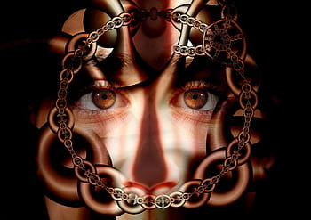 closeup, man, face, chains, caught, psyche, patient, eyes, suffering, psychiatry, thinking disorder