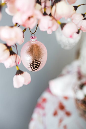 かわいい、 ピンク、 装飾、 花、 尾状花序、 卵、 イースターテーブル、 テーブル、 甘い、 休日、 装飾品
