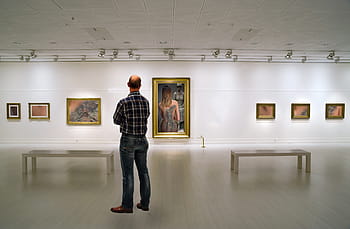 アート、 ギャラリー、 展覧会、 ペインティング、 おとこ、 女性、 像、 光、 博物館、 壁、 床
