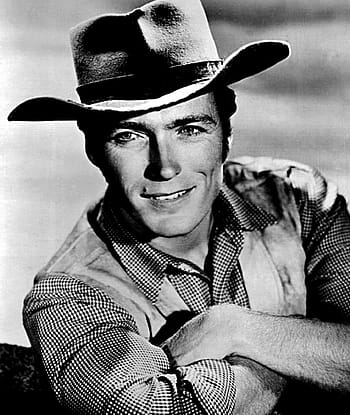 portrétní fotografie, muž, nošení, čepice, sportovní tričko, Clint Eastwood, hvězda, publicita, rawhide, televize, osoba