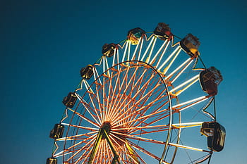 ferris, kolo, jízda, během dne, fotografie, Ruské kolo, zábavní park, veletrh, nebe, noc, večer