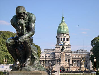 přední, kongres, rodin, myslitel, Buenos Aires, Argentina, fotky, vláda, veřejná doména, sochařství, socha
