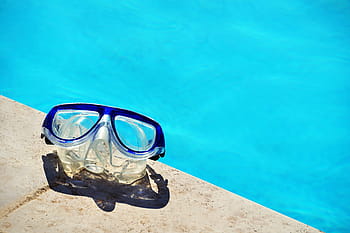 Weiß, schwarz, Wasserbrille, Blau, gerahmt, schnorcheln, Brille, Schwimmen, Schwimmbad, Wasser, Strand