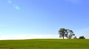 green, day time wallpaper, Field, Landscape, Tree, Warmia, sky, view, nature, village, scenery