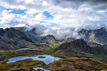 fotografování, hnědý, Šedá, jezero, hora, během dne, krocan, Příroda, krajina, kaçkars, přírodní krůta