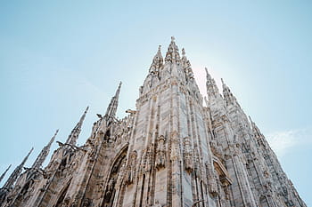 červí oko, Pohled, beton, struktura, Průhledná, modrý, nebe, hnědý, katedrála, architektura, budov