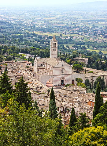 assisi, deštník, santa chiara, bazilika, krajina