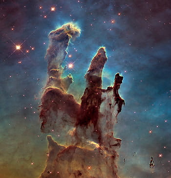 pillars of creation, space, cosmos, gas, stars, dust, ultraviolet light, nasa, hubble, telescope, eagle nebula