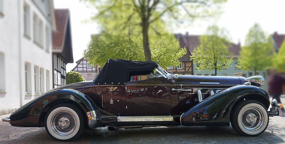 přeplňovaný, oldtimer, Krásná, auto, automobilového průmyslu, vozidel, starý, chrom, nostalgie, Pohled, retro