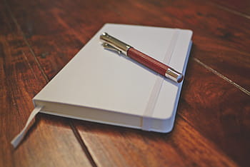 pen, white, planner, notebook, write, diary, wooden, table, wood - material, indoors, close-up