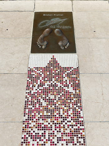 golden foot, footprint, michel platini, platini, award, football player, monaco, champions promenade, walk of fame, star, tiled Floor